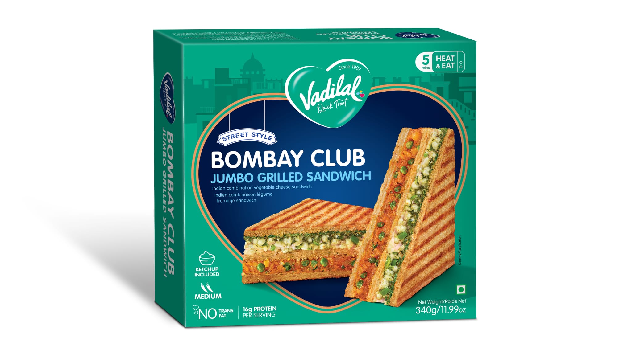 Buy Online Vadilal Bombay Club Jumbo Grilled Sandwich (11.99 OZ340 GM